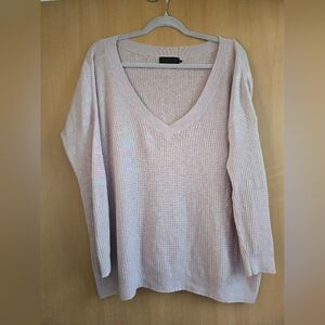HATCH 100% Marino Wool Lavender V Neck Sweater